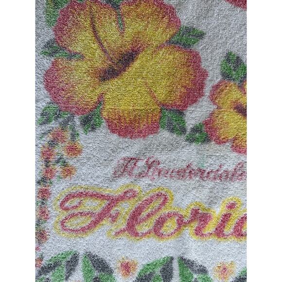 Vintage Ft Lauderdale Florida bird hibiscus small bath towel - Picture 5 of 7